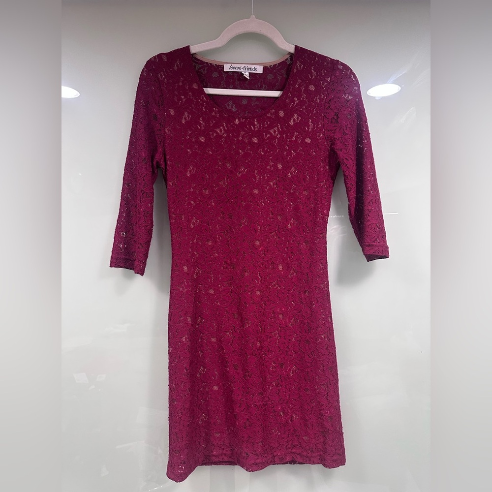 Lovers + Friends Deep Red Lace Dress